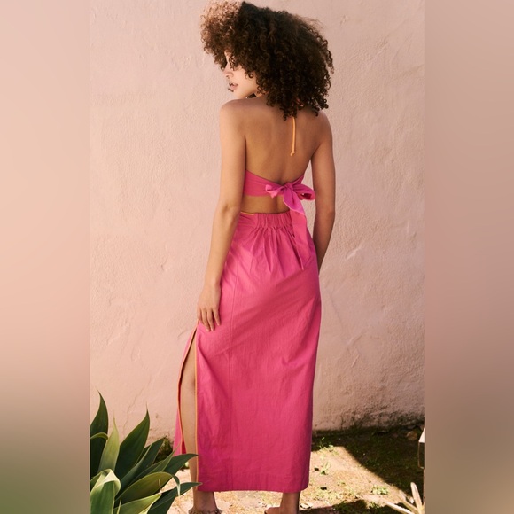 Free People Summer In Capri Midi Dress in Vacay Pink Combo size S - Picture 3 of 6